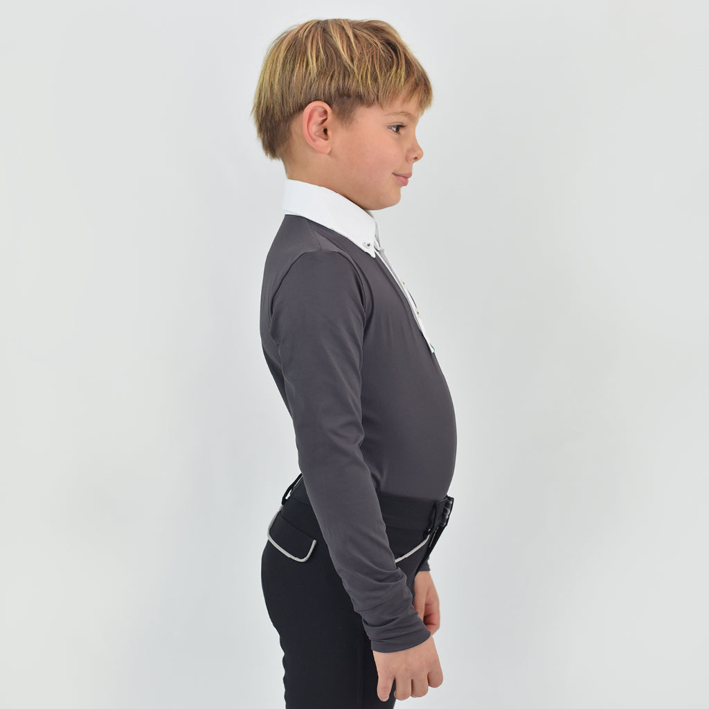 トップス HOLIDAY SUPER FINE L/S T-SHIRT (ROBE) Heidi - Long Sleeve Riding Top with Crystal Fabric Trim