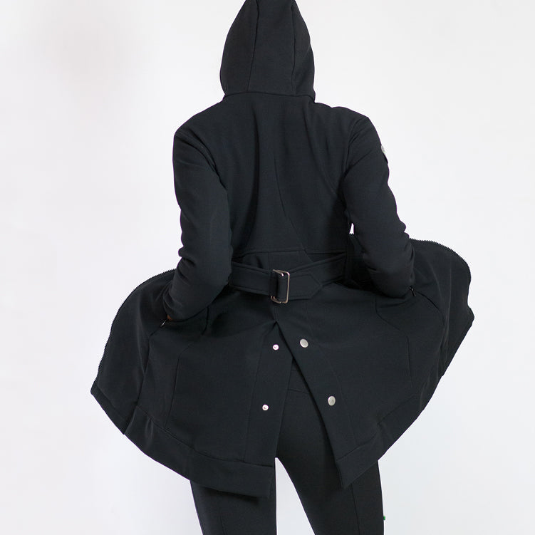 Layered lace up online high low hooded coat